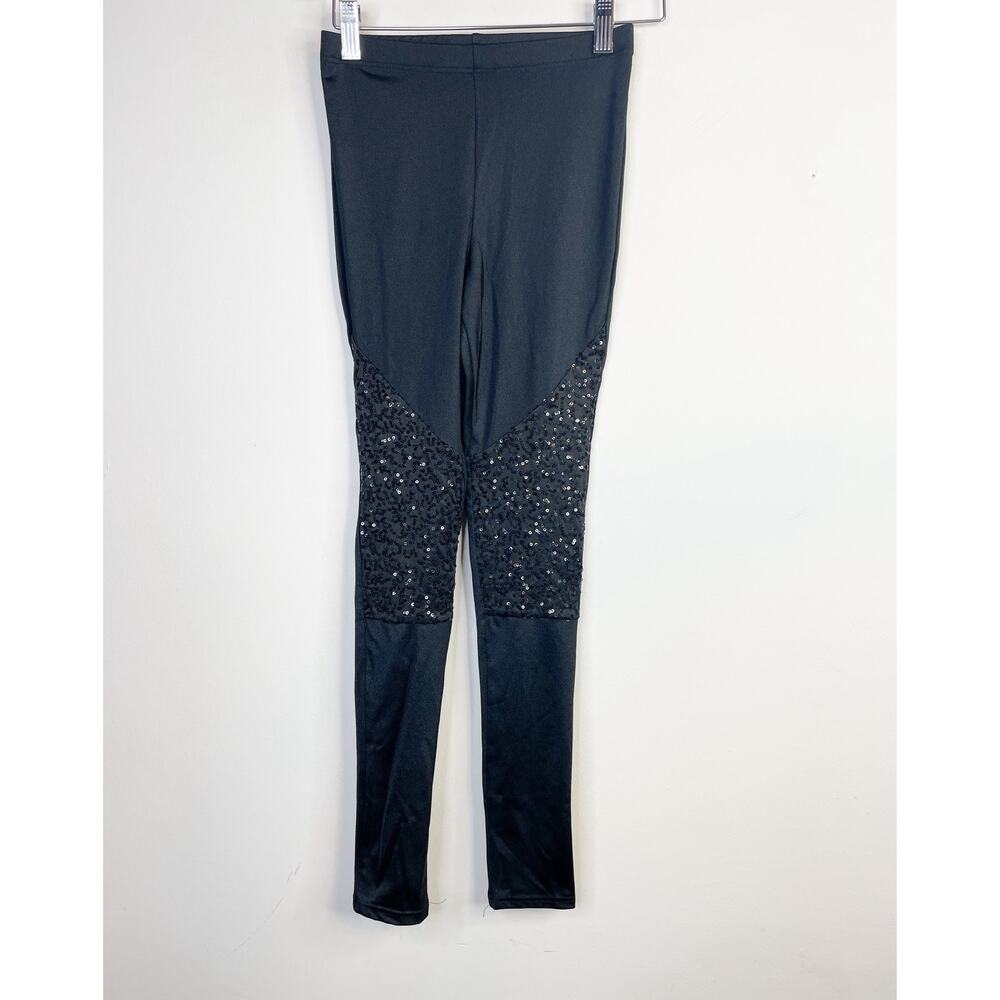 Weissman Rock that Body Black Sequin Leggings Dance Tights Pants Child Kids M